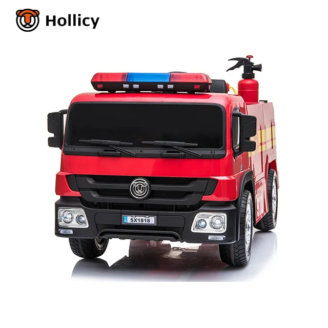 Детский пожарный автомобиль Hollicy с дистанционным управлением, Электрический пожарный двигатель, игрушечный автомобиль для детей, 12 В, детские игрушечные автомобили, полная удовольствия
