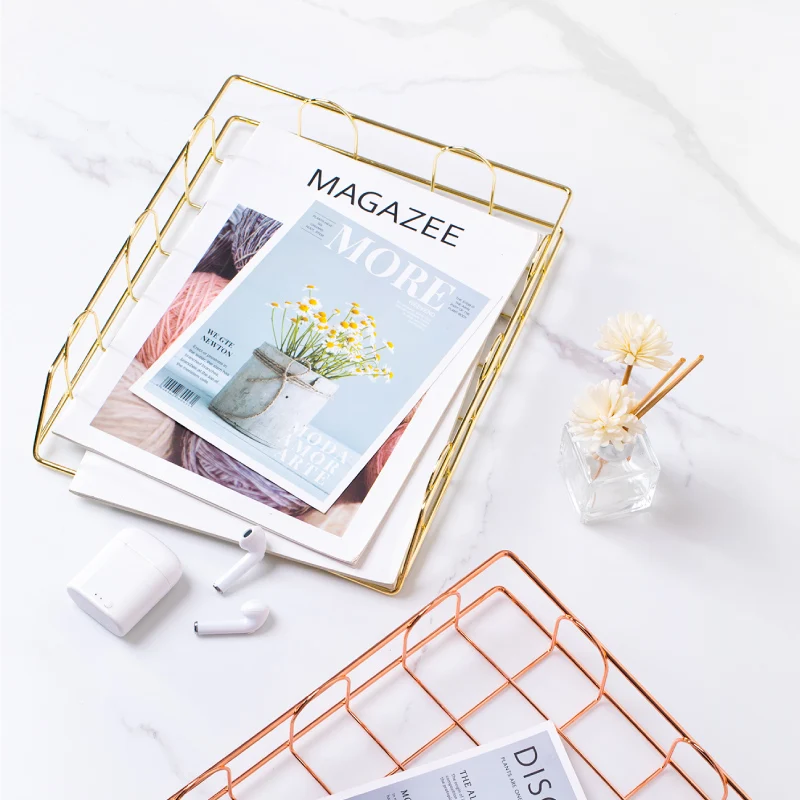 Metal multilayer magazine rack for office desk