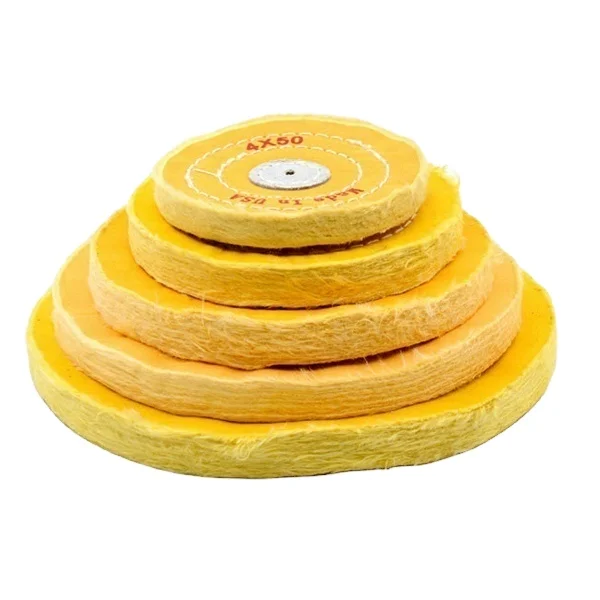 Yellow Cotton Buffing Wheel 4/5/6 inch 12/50 ply 55 Ply Cloth Cotton Buffing Polishing Wheel for Bench Grinder