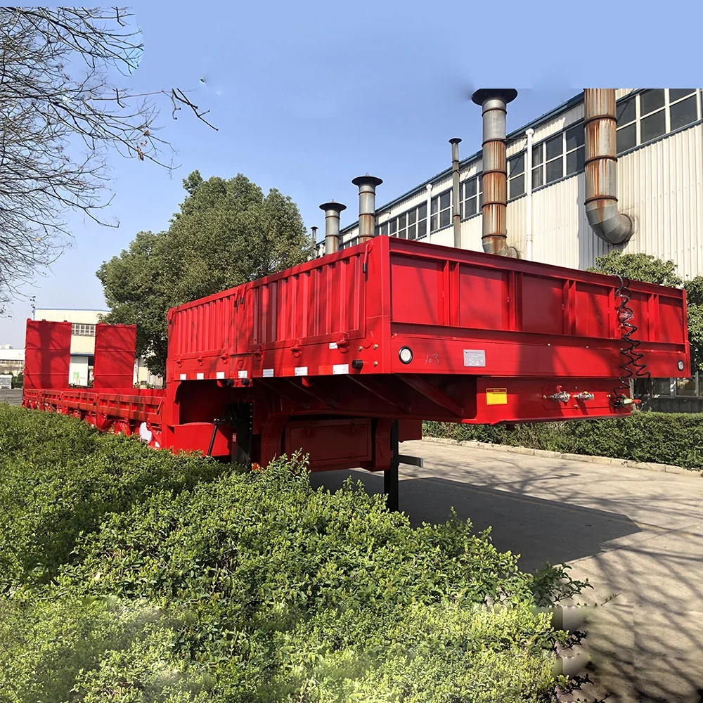 CIMC HUAJUN 3 Axle Low Bed Semi Trailer with Hydraulic Ramp