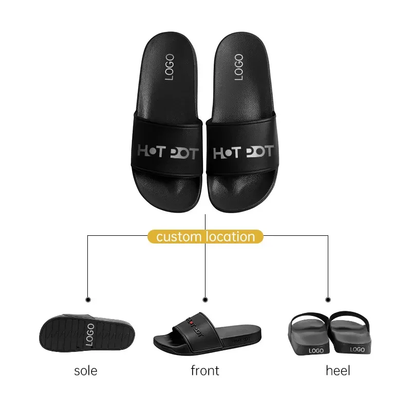 Free Designer Embossed Slides Pvc Printed Custom Pvc Outsole Oem Custom Small Moq Student Slide Slippers Sandals For Men Women