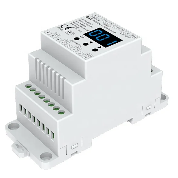 Skydance D4C 12-48VDC 150-500mA 4 Channels Din-rail Constant Current DMX512 RDM Decoder led driver for RGBW led strip