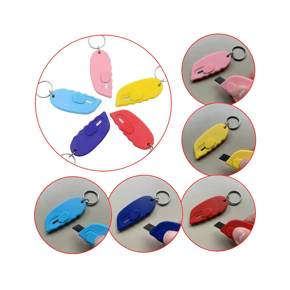 Custom Logo Plastic Colorful Retractable Safety Carton Box Cutter Knife
