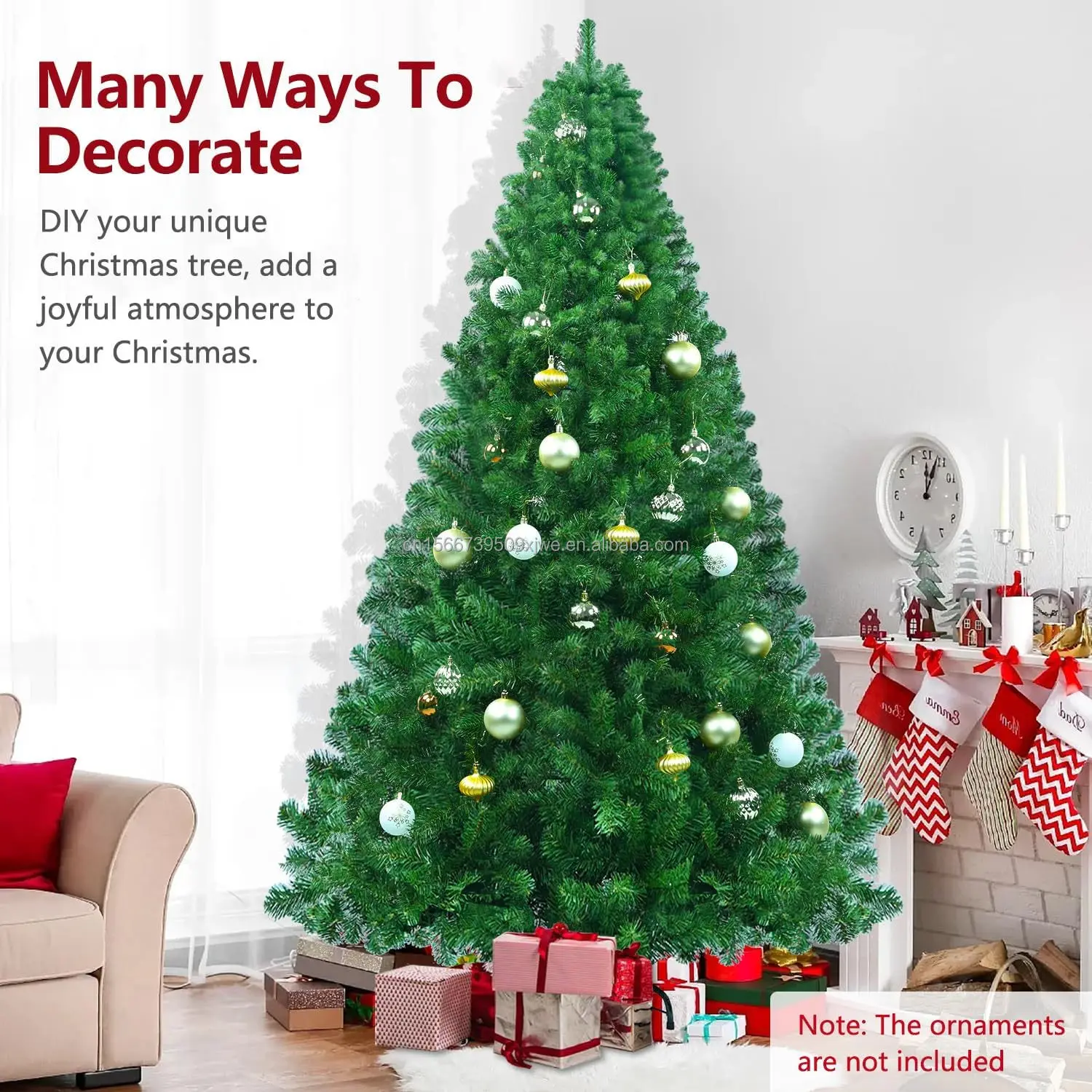 Artificial PVC branch tips, high-end spruce Christmas tree with foldable base and unlit hinges 1