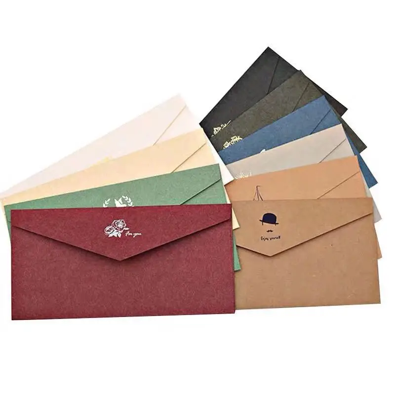 Creative 22 x 11cm colorful Envelopes with Gold Foil stamp Packaging Envelope for Gift Card