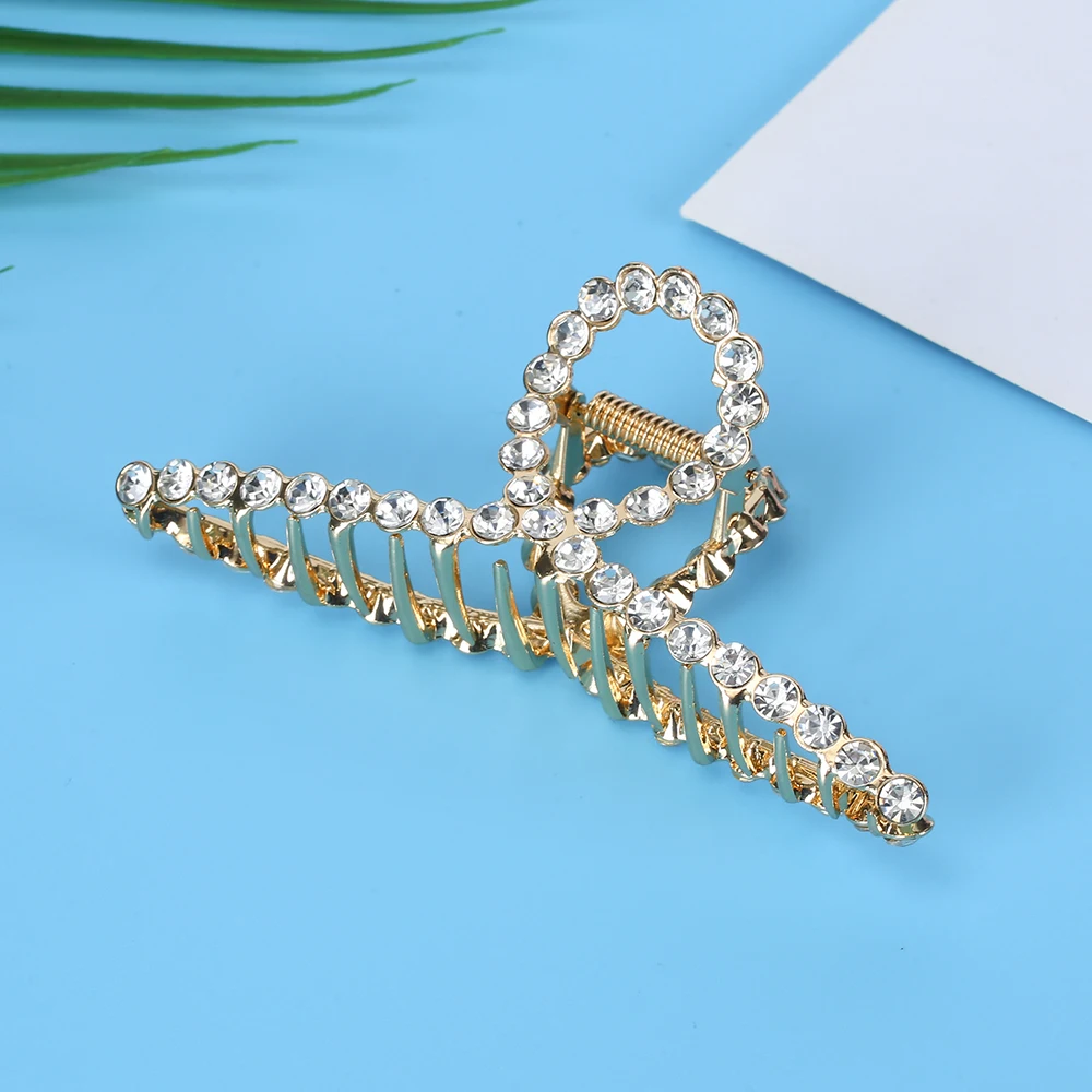 wholesale metal large hairpin hair claws clips feather rhinestone pearl claw hair clips for thick hair women