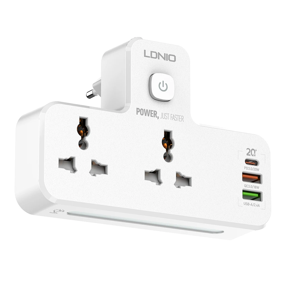Ldnio SC2311 Multiple Use Power Strips 20W PD+QC3.0+Auto-ID Universal Outlets USB Power Socket Fast Charging Power Strips