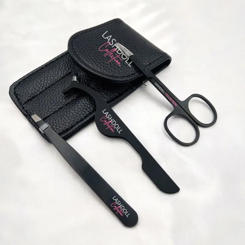 own brand stainless steel eyelash eyebrow scissors and private label eyelash tweezers for false eyelash