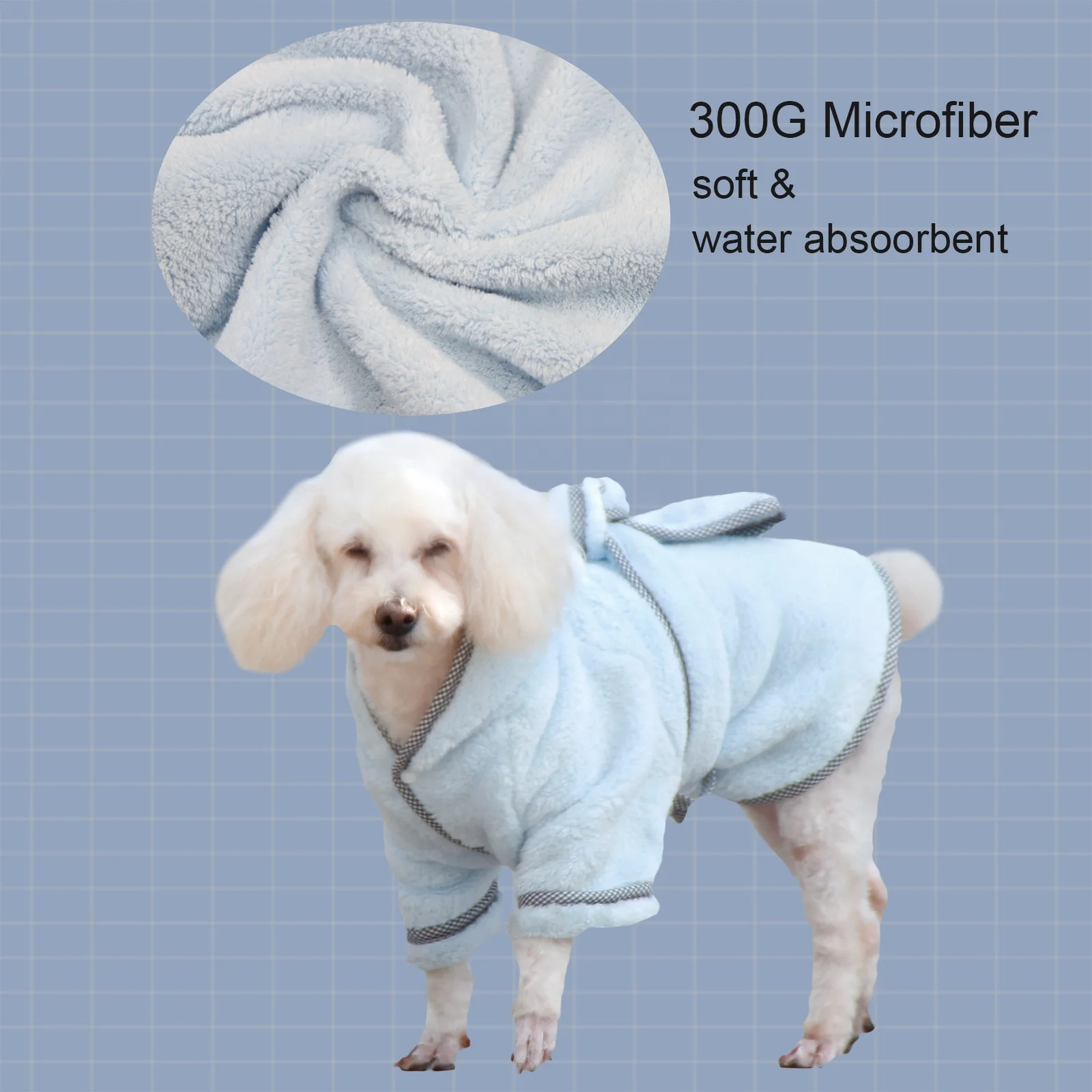 Factory Direct Fashion White  Skin-friendly Pet Bathrobe Custom Embroidered Logo Microfiber Towel