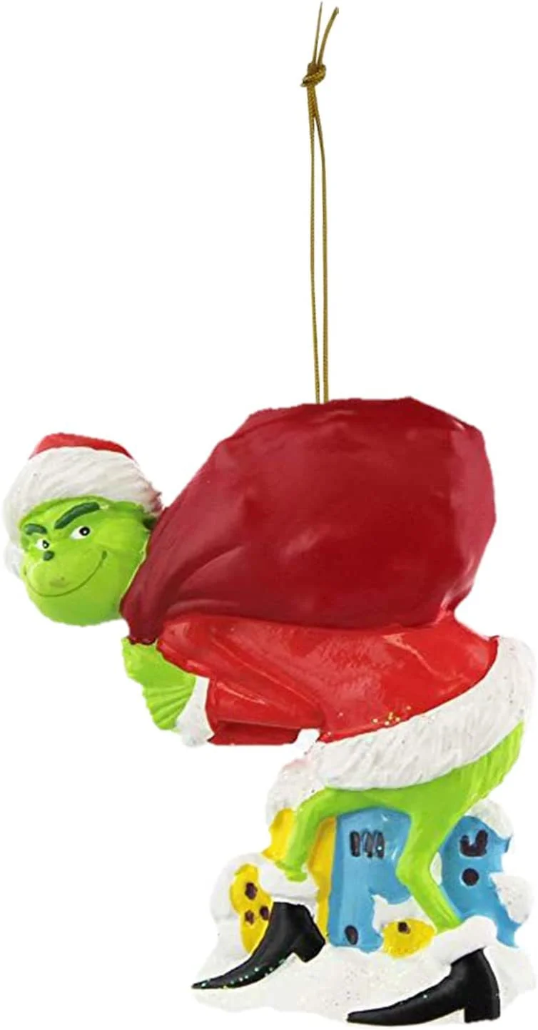 2024 Hot Selling Wholesale Funny Green Dolls Christmas Decor acrylic Flat Christmas Grinchs Hanging Ornaments for Christmas tree