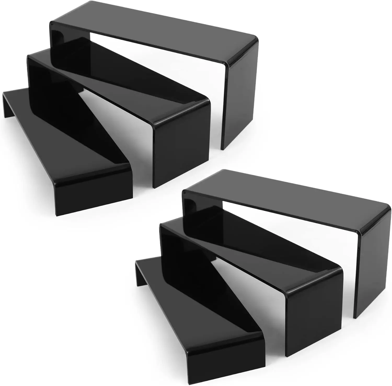 Showcase Collectibles Stands Shelf for Display Custom Black Clear Acrylic Plexiglass Tiers Risers