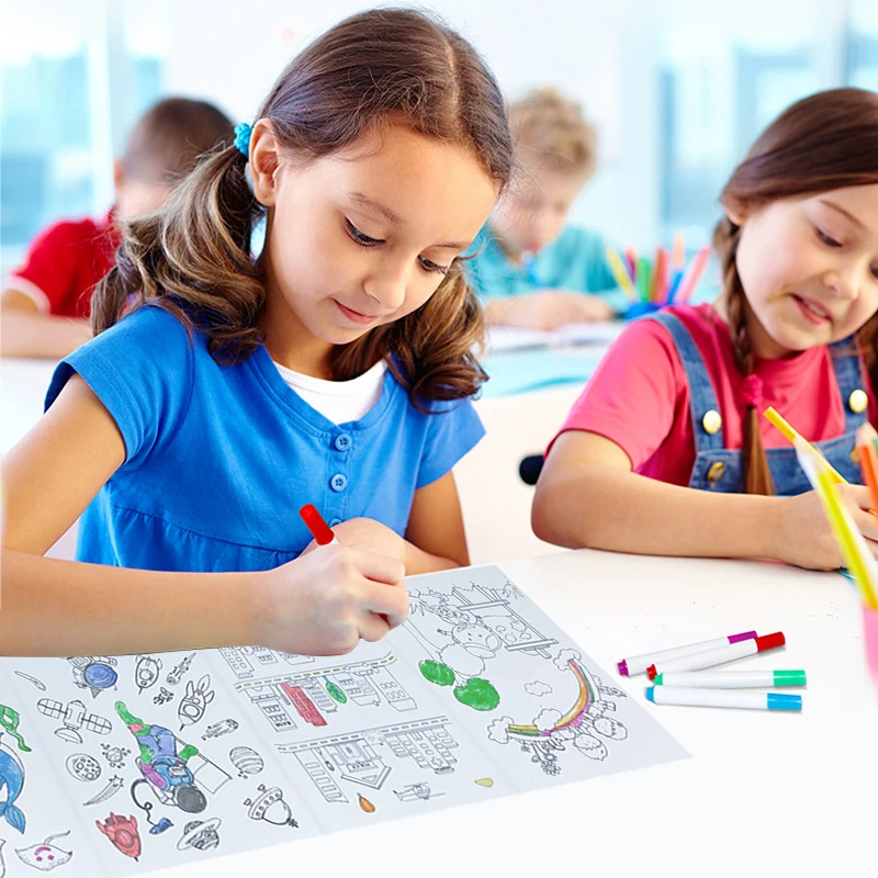 Hot Sale Wipeable Reusable Educational Children Drawing Toy Silicone Coloring Printing Table Mat for Kids