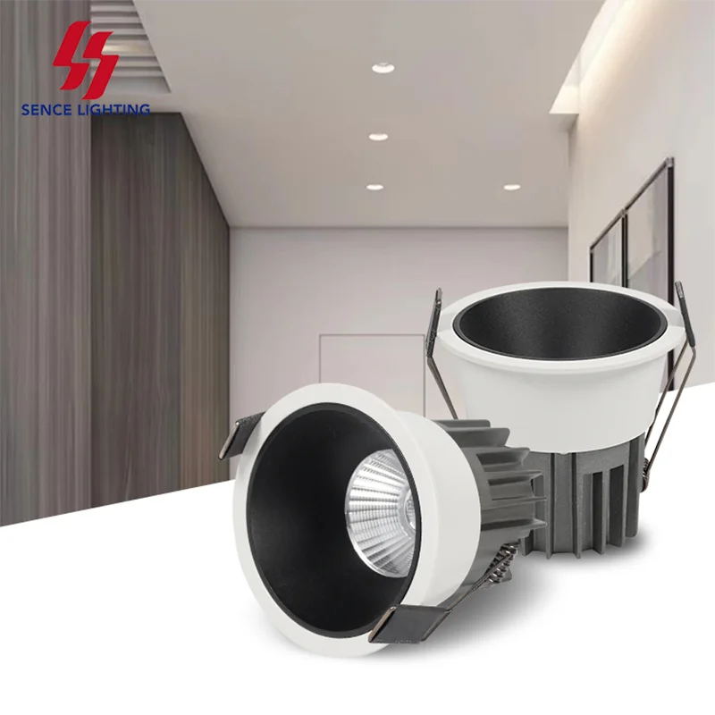 SENCE Hotel Anti Dazzle Aluminum 7w 12w 18w Down Light Modern Spotlight Recessed Round Commercial Cob Led Spot light