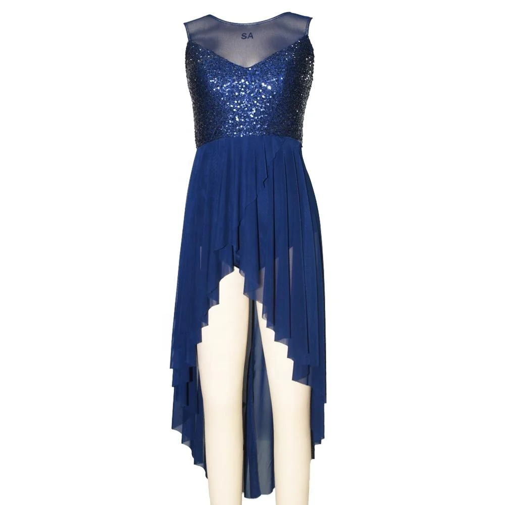 2020 Stunning Atmosphere Lyrical Dress Sequins Leotard Dance Costume Dress Dance Performance Wear for Teen Girls Women