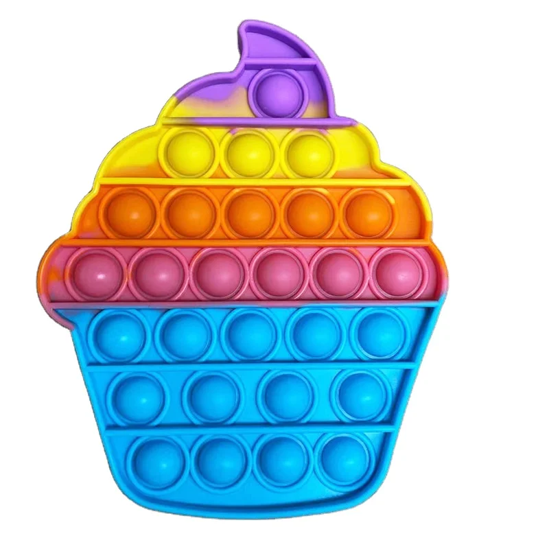 Food Grade Sensory Poppet Push Pop Bubble Silicone Squeeze Online Fluorescent Popper Pop Fidget Toy  For Autisem
