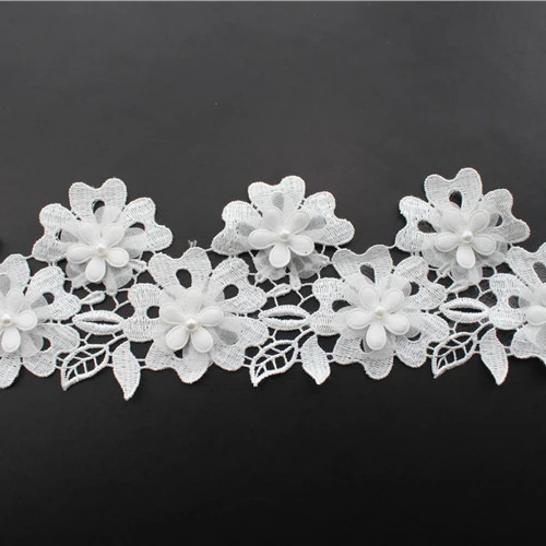 Французская Новая модная белая молочная шелковая Свадебная кружевная отделка с вышивкой из бисера