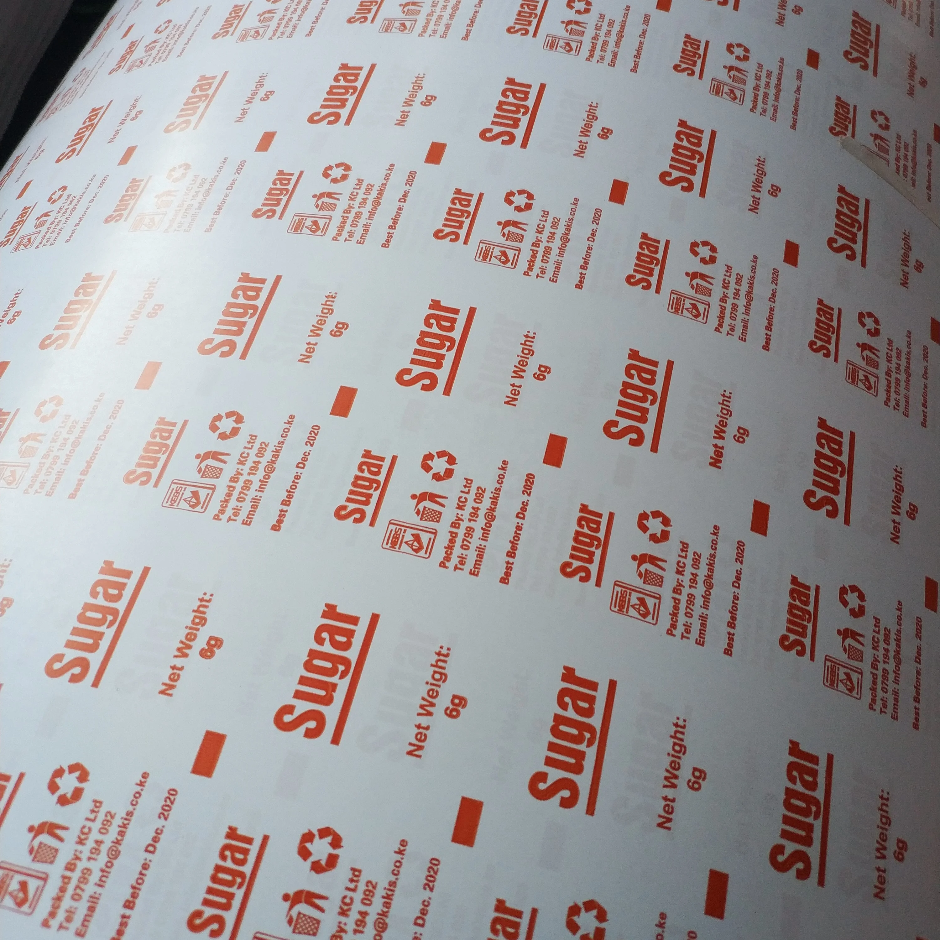 PE Coated Paper Custom Logo Printed Brown Sugar Sachet Salt Packaging Paper Roll