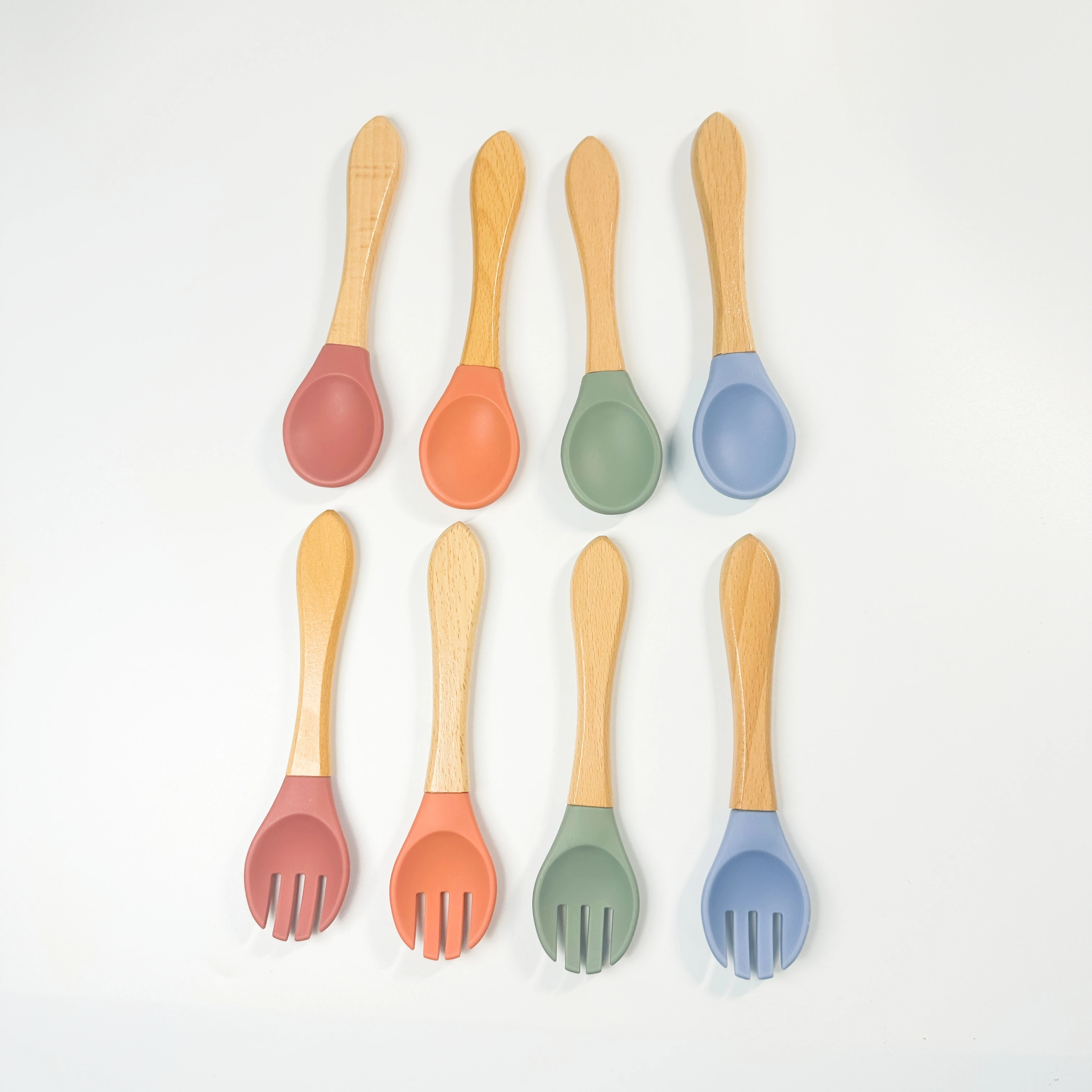 BABY Feeding Spoons 1 PACK Wooden Weaning Spoon with Silicone Tip BPA Free