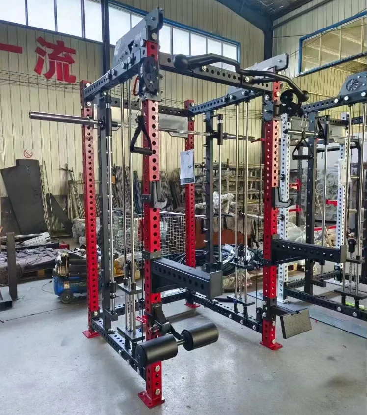 Gym equipment multi functional squat rack pulley system cable crossover functional trainer multi smith machine