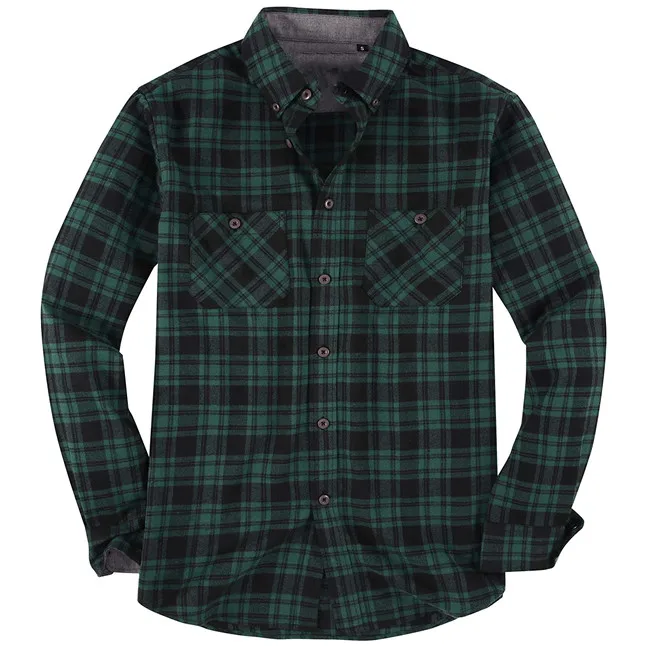 Men casual regular fit plaid shirts 100cotton long sleeve heavy weight thick thermal flannel shirt