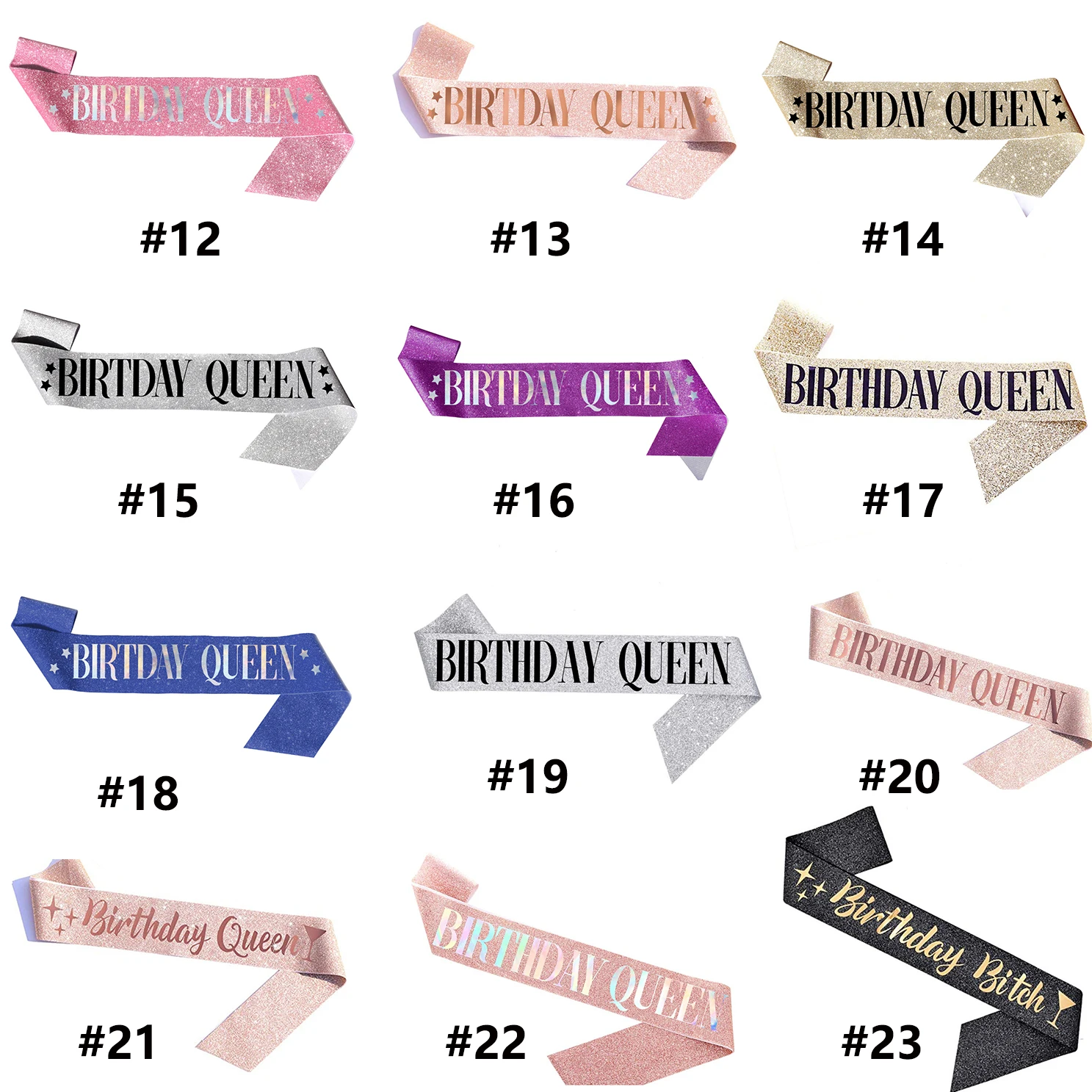
Birthday sash happy birthday girl sash Rose Gold Glitter queen Shoulder straps for Birthday Party Decorations 