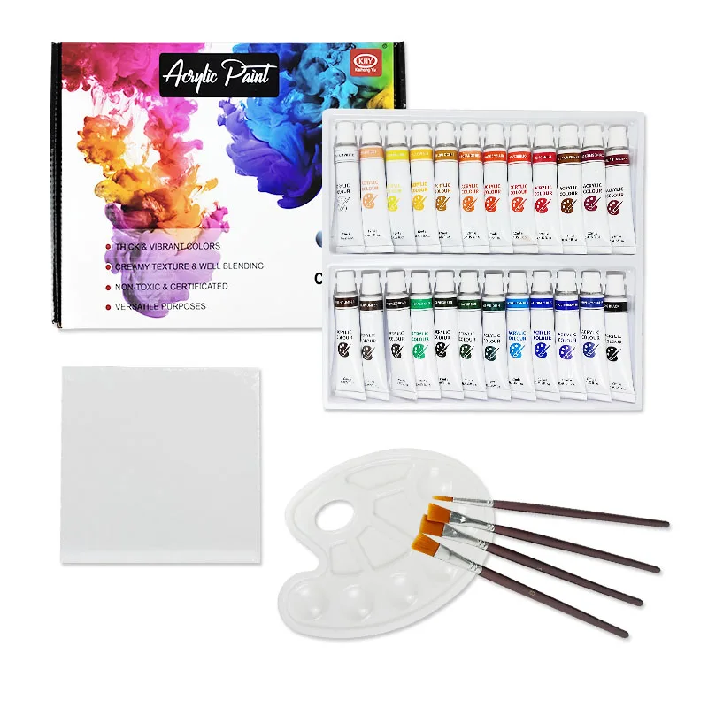 Art Crafts 24 Colors 12ML Non-toxic Water-based Acrylic Painting Set Waterproof Color Kids Oil For High Pigment Acrylic Paint