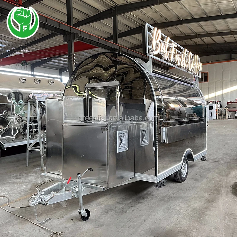 Round Food Truck Mobile Food Cart Trailer Motorcycle Engines for Sale Soybean Milk Machine Street Cart Double Restaurant