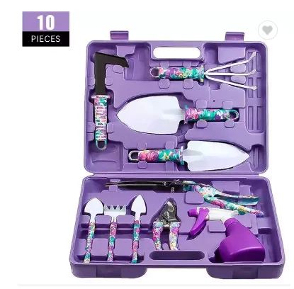 portable household  Affordable 10 Pcs Stainless Steel Heavy Duty Garden Tool Set With Carrying Case