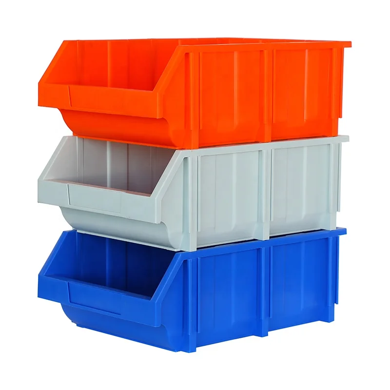 Heavy duty Big Front Opening Warehouse Plastic stackable Parts Shelf Bins and boxes for small parts storage