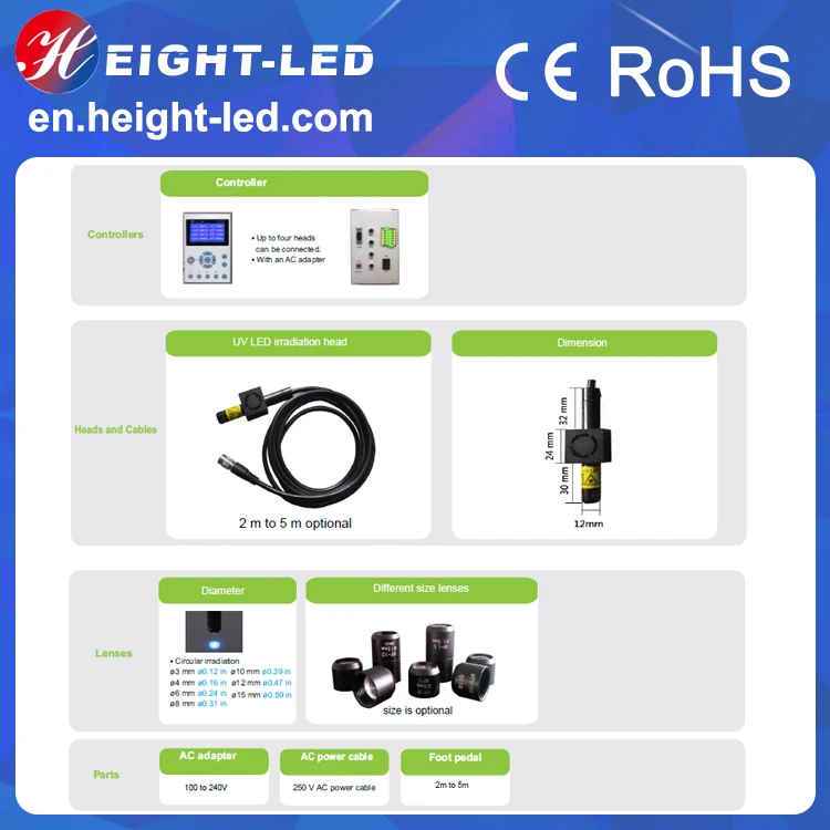 UV LED spot curing lamp UV LED torch for UV adhesives glue for electronic components production exact curing bonding sealing