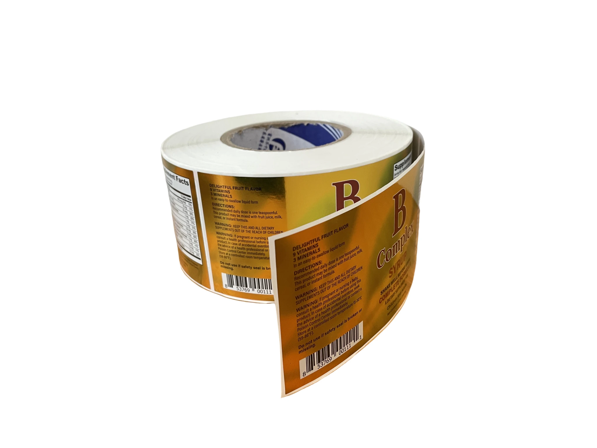 Customized printing dietary supplement facts #50 Silver BOPP waterproof vinyl packaging label stickers