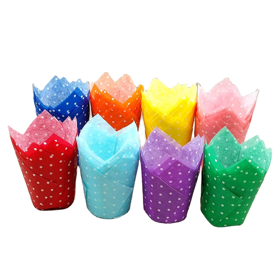 T15050 Colorful polka dots cupcake tulip muffin liners paper baking cup 50 100 200 PCS