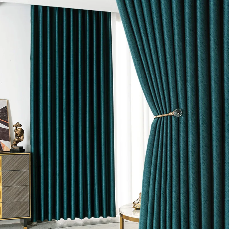 Factory supply simple style high precision double sided thread light luxury blackout plain curtain fabrics