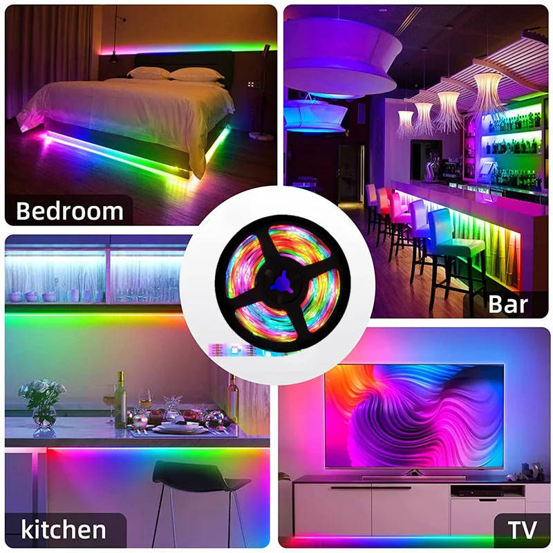 Smart RGB LED Strip Light Wireless  Remote Control Flexible Neon Flex Rope for Night Time Home Decor