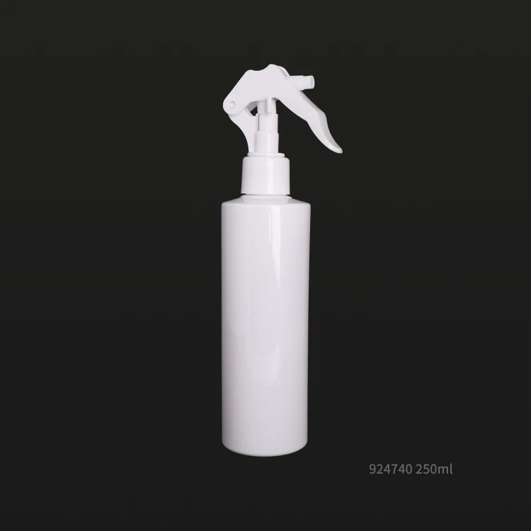 In Stock 250ml White Black Cosmetic PET Plastic Trigger Sprayer Cap Bottles