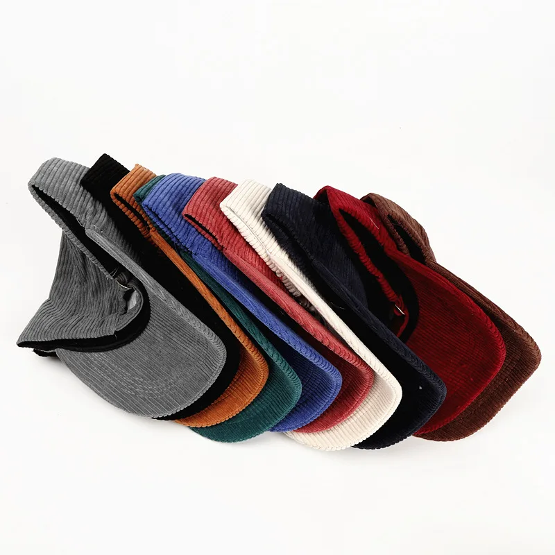 Fashion wholesale winter solid color cap warm vintage blank dad hat men women corduroy baseball cap