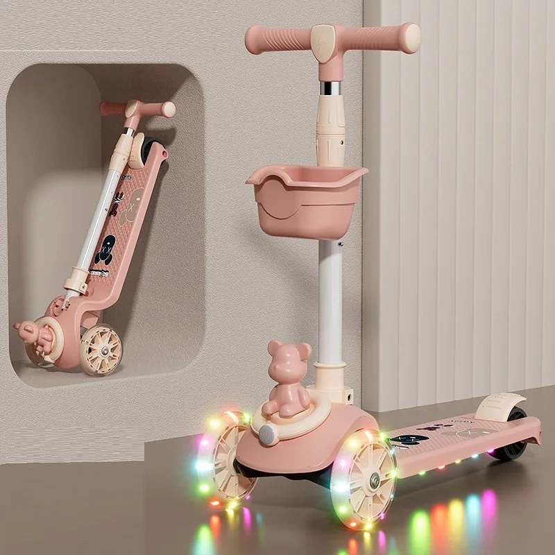 Kids Scooter With Seat Flash Children Kick Scooter With Led Lights For Kid Wheel Flash Wheel Kick Scooter Wholesale