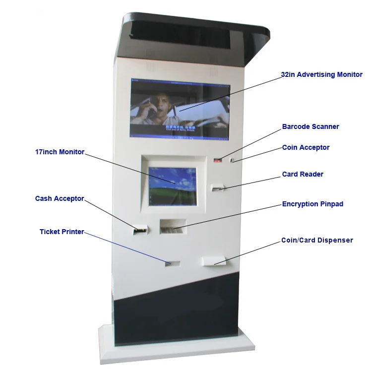 Coin Operated Dual Screen Coin Dispenser Ticket Vending Outdoor Kiosk Machine Card Dispenser Cash Payment Outdoor Kiosk