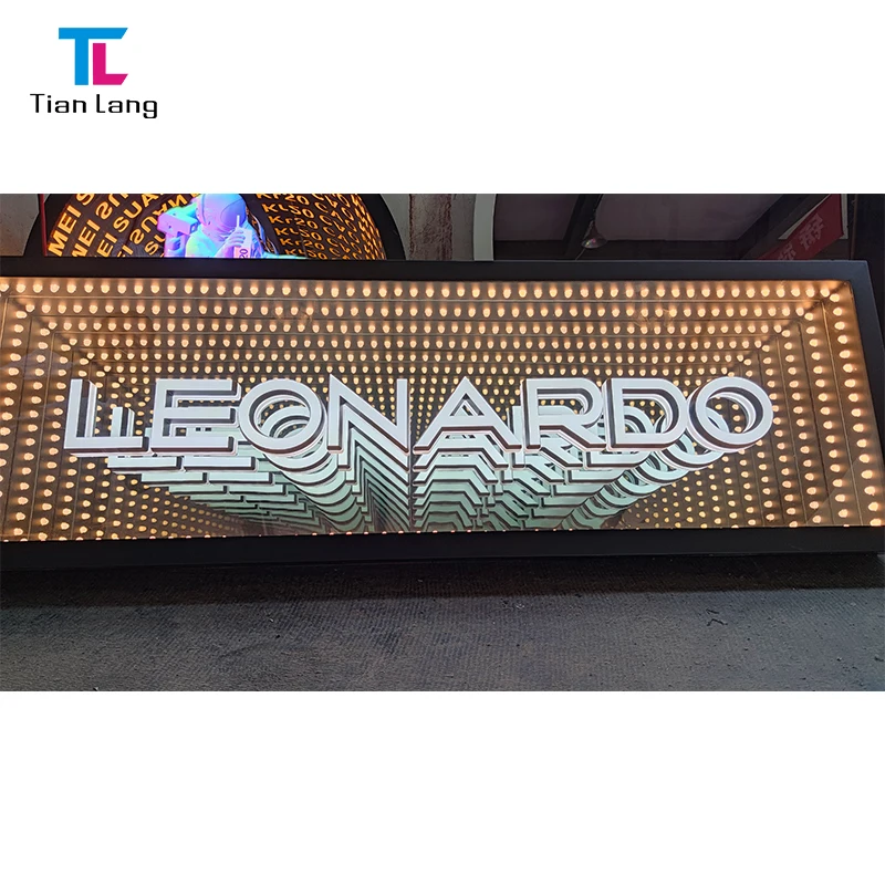 Custom advertising luminous words Infinity Mirror neon sign with 3D realistic neon light signs for outdoor and indoor use