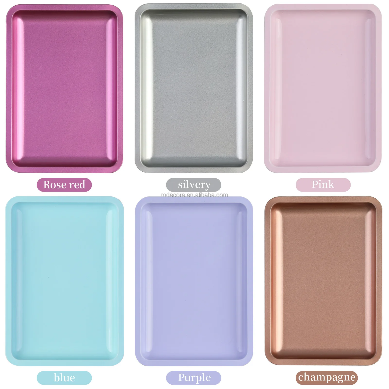 6 Colors Stainless Steel Tray Multi-Functional Nail Jewelry Organizer Cosmetic Tray Display Manicure Salon Storage Nail Supplies