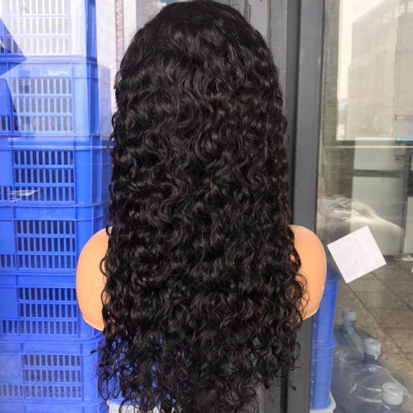 Cuticle Aligned Brazilian Virgin Hair Water Wave Glueless HD Full Lace Wig with baby hair,100% human hair half lace wig