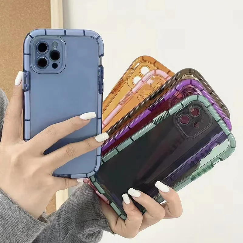 Colorful Fluorescence Bumper Phone Case For iPhone 11 13 Pro Max 12 XR XS X 14 Airbag Luminous Soft Silicone Clear Back Saver