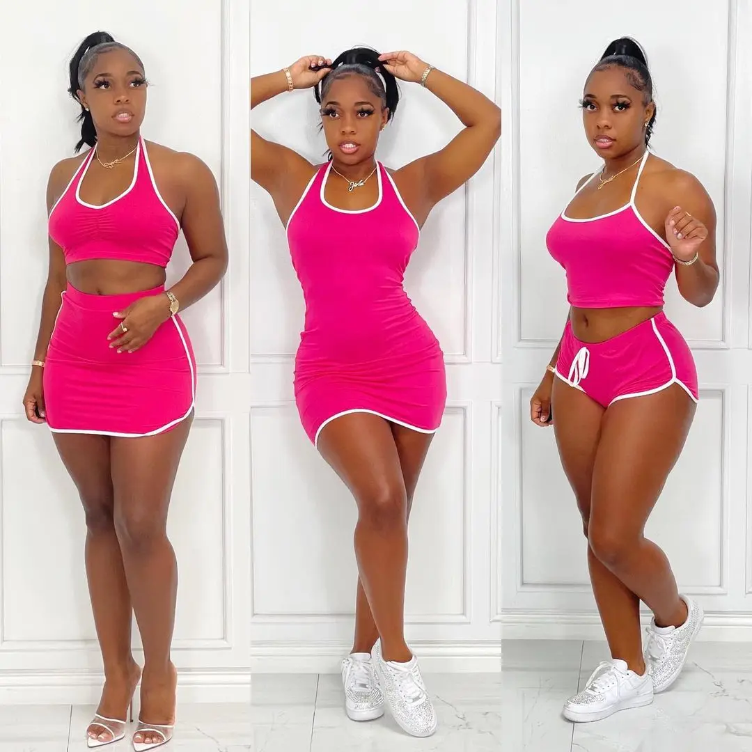 
QC6569 - New design solid color summer set matching sister clothes for woman 