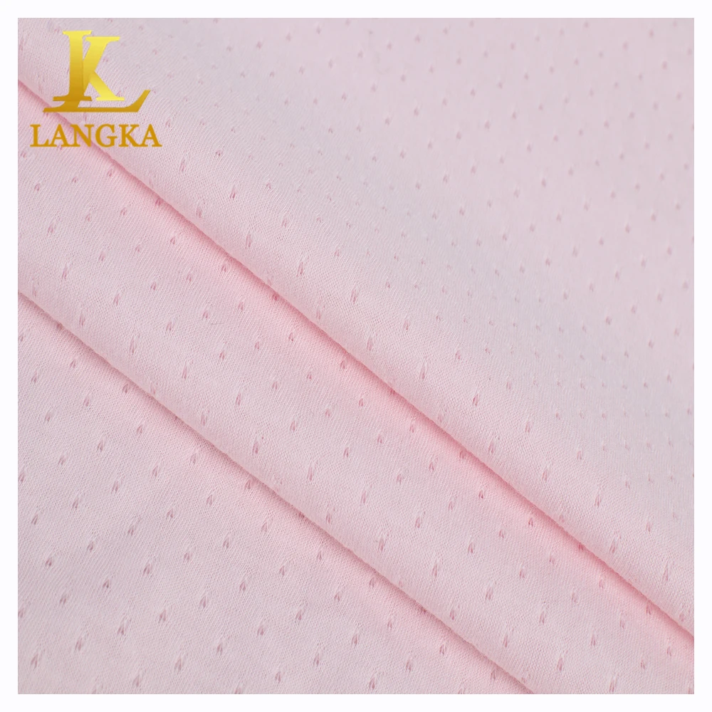 Langka sports textile knitted solid color 100% organic cotton mesh fabric