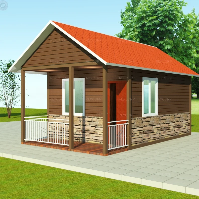 Cheap Price Country Cottage Home Fully Furnished Wooden Hut Farm House Cabin with Veranda Porch