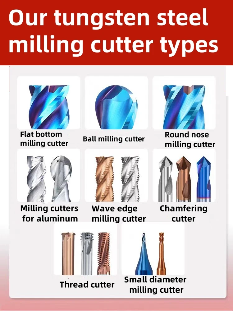 Factory direct sale carbide CNC milling cutter end mill aluminum tungsten steel milling cutter