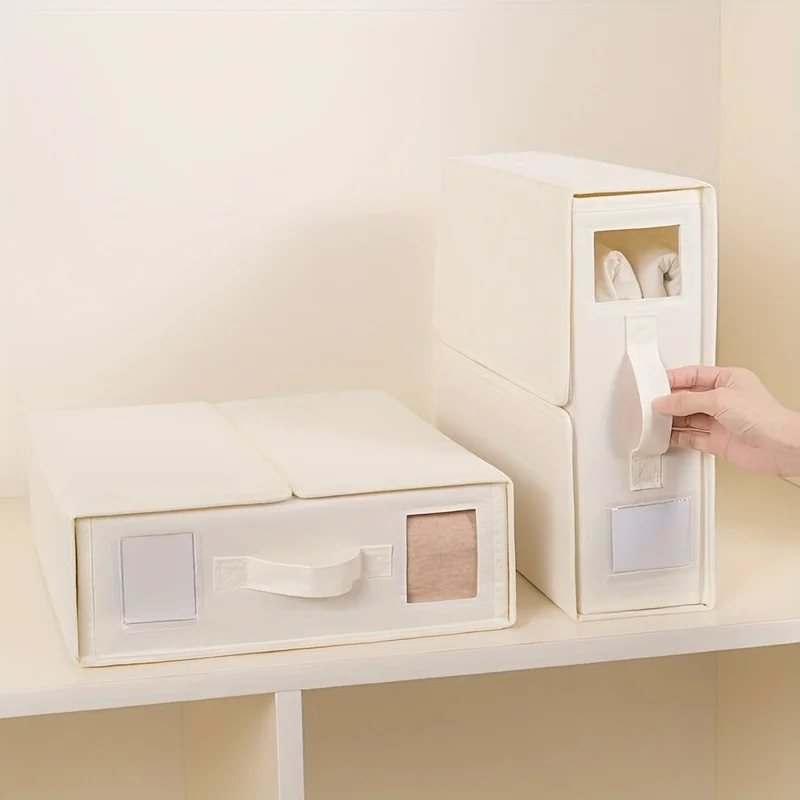 Customized Collapsible King Size Linen Fabric Bedding Bed Sheet Storage Cube Organizer For Closet