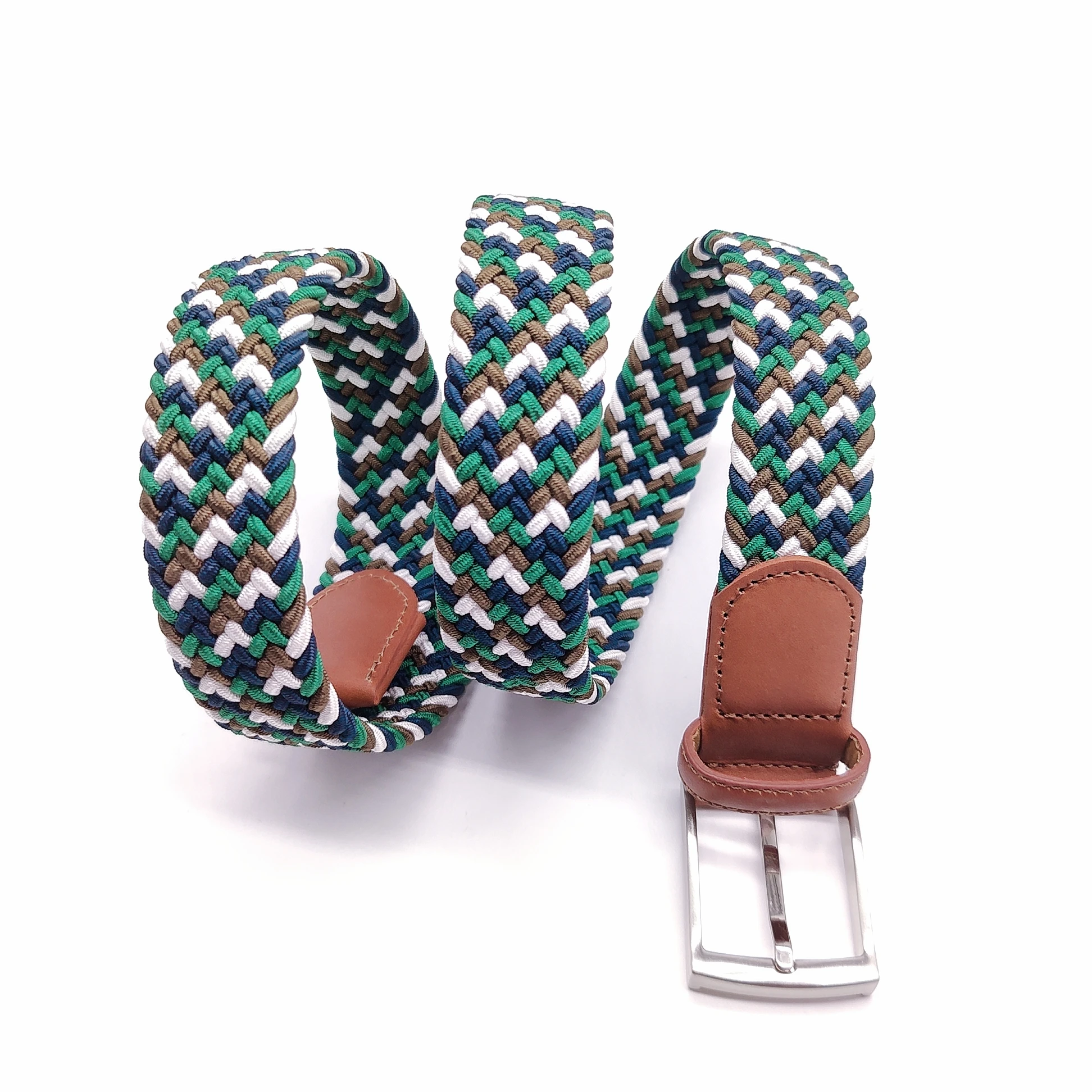 Women Casual Knitted Pin Buckle Without Holes Men Belt Woven Canvas Elastic Expandable Braided Stretch Belts