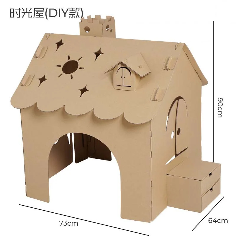 Handcrafted Cardboard Playhouse for Kids with Foldable Design and Safe Material for Indoor Play and Learning