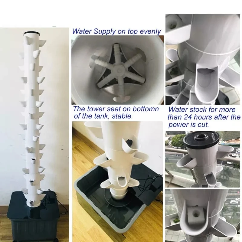 Vertical Hydroponic System Garden Tower  8 Layer 64 Plant vertical tower for greenhouse leafy vegetables